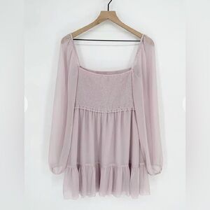Aritzia Wilfred Tempest Smocked Chiffon Mini Dress